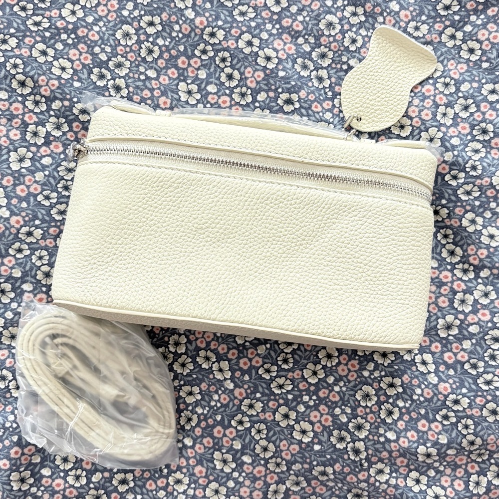 White Crossbody Bag - Minimal Leather Look